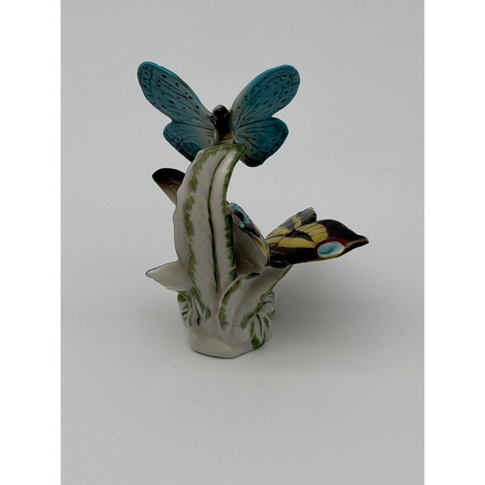 Vintage Karl Ens Porcelain Figurine Blue Yellow Butterflies on Flowers 4.5" RARE - Picture 14 of 15